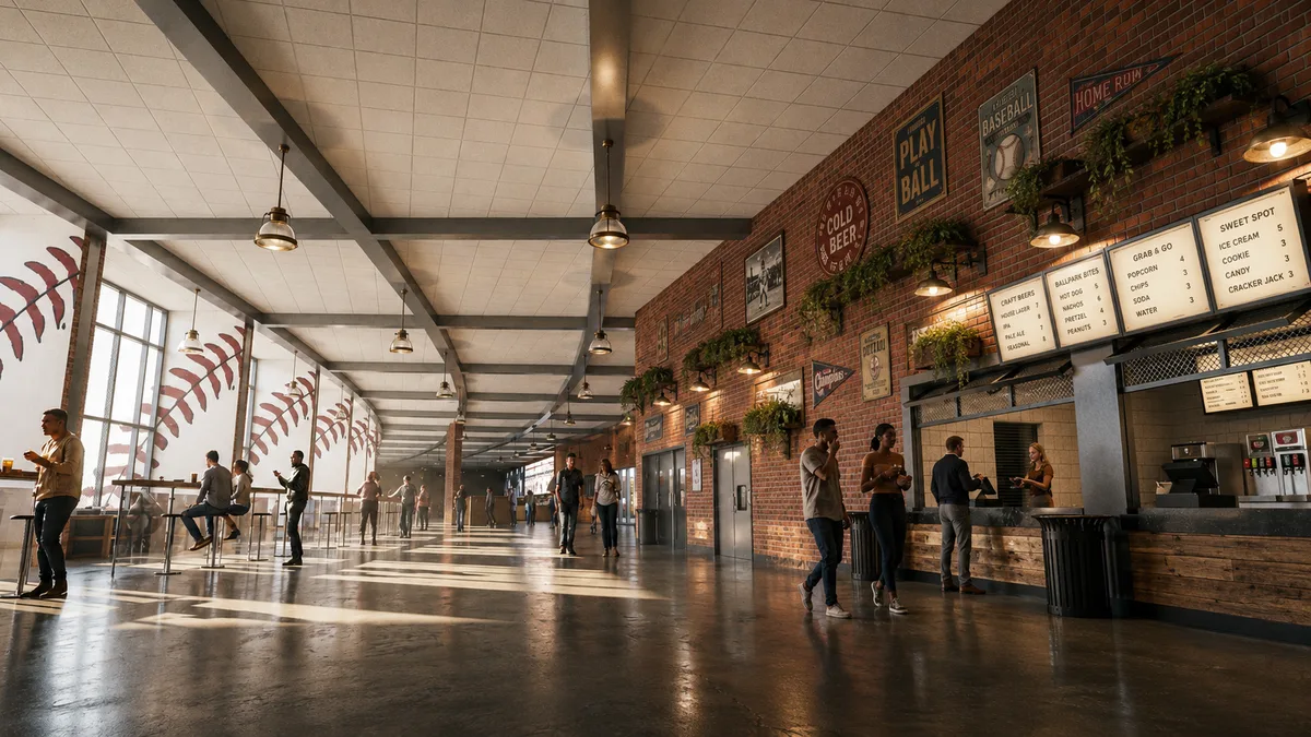 Concession stand and concourse at Diamond Derby